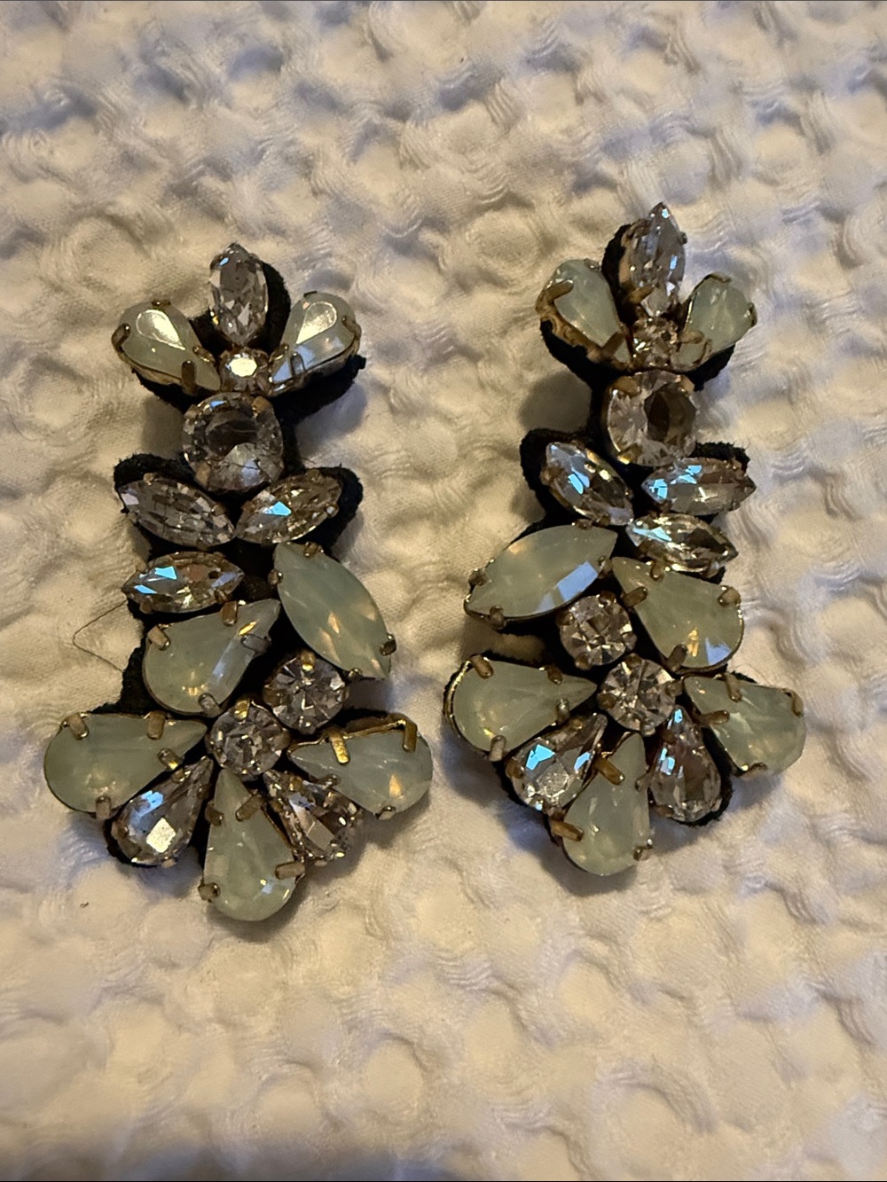 J. Crew Gold-Tone Drop Earrings with Pale Opal and Clear Stones